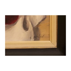 Tableau huile sur toile, nature morte "Corbeille de fruits"