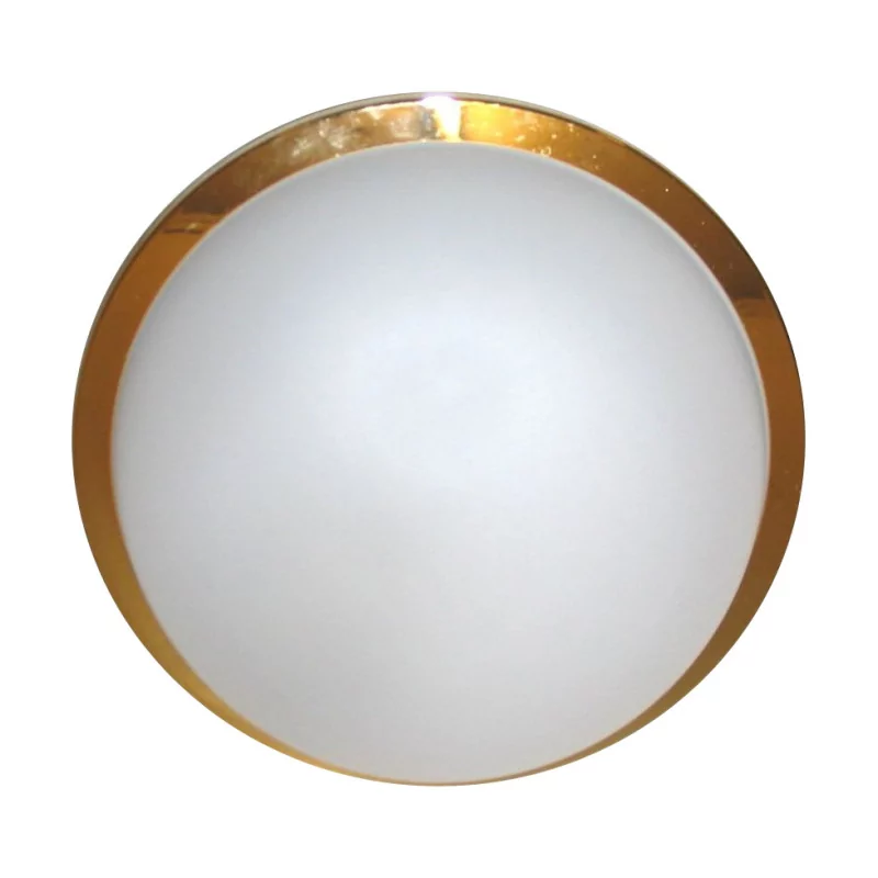 brass ceiling lamp with frosted glass. - Moinat - Chandeliers, Ceiling lamps