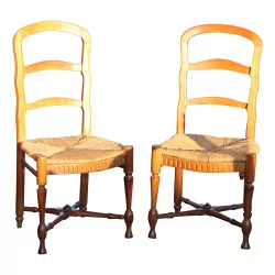 Pair of Bernese chairs with straw seat. Switzerland, 18th …