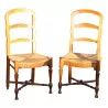 Paire de chaises Bernoise avec assise paillée. Suisse - Moinat - Chaises