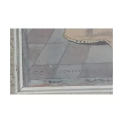 幅水彩画，混合技法（水粉和颜料）……