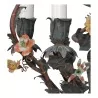 Lustre en tôle peinte et fleurs porcelaine, 4 lumières, - Moinat - Lustres, Plafonniers