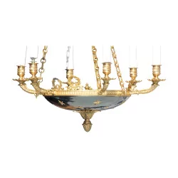 Lustre Empire à 6 lumières en laiton. 20ème siècle, France …