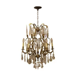 restored 6-light crystal and gilt bronze chandelier. 20th …