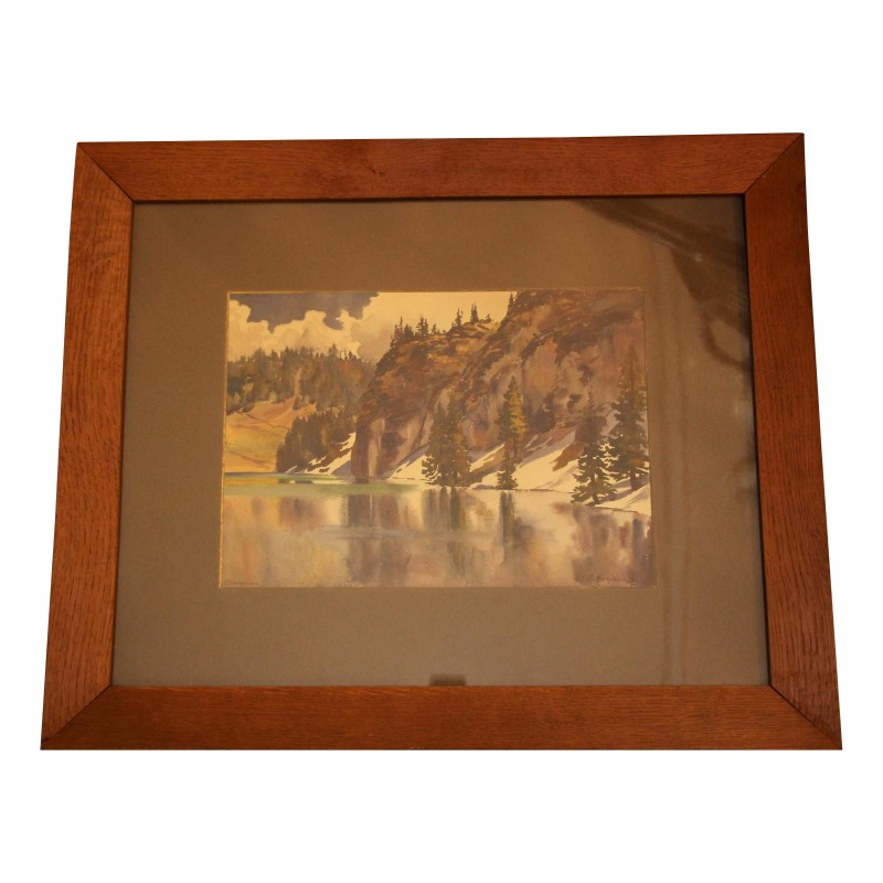 Aquarell unter Glas mit Marie-Louise in Grün, signiert … - Moinat - Gemälden - Landschaften Aquarell unter Glas mit Marie-Louise in Grün, signiert … - Moinat - Gemälden - Landschaften