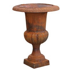 Large “MEDICIS” vase without base in cast iron and rust color.