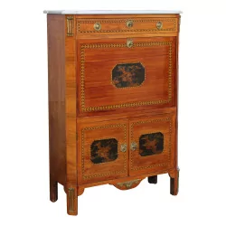 Louis XVI secretary, mounted in oak and marquetry wood,