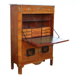 Louis XVI secretary, mounted in oak and marquetry wood,