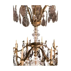 Large Versailles chandelier in gilt bronze and crystals, 18 …