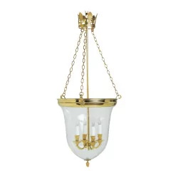 Bell suspension (lantern) in gilded bronze with 4 lights.