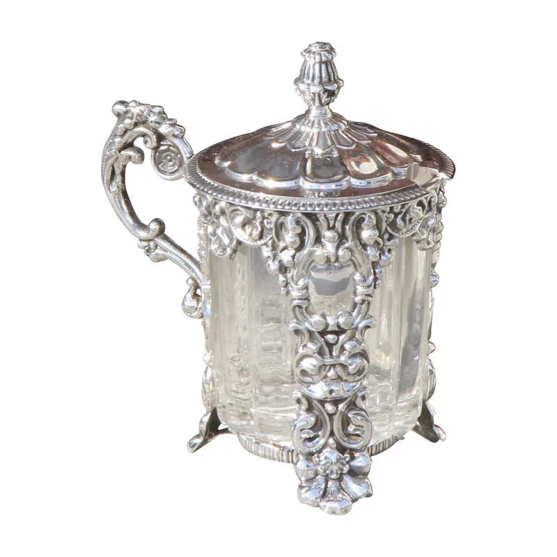 Mustard pot in 800 silver and cut glass without spoon. 19th … - Moinat - Silverware