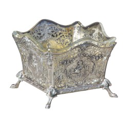 Vide poche, bonbonnière en argent 800 avec décor champêtre et …