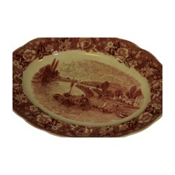 Dîner coloris rouge en porcelaine comprenant :  6 assiettes à