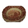 Dîner coloris rouge en porcelaine comprenant :  6 assiettes à - Moinat - Porcelaine
