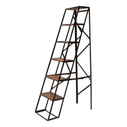 Foldable wood and metal ladder / shelf