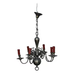 metal chandeliers with 6 lights and sconces (in the state) 20th …