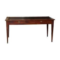 Directoire flat desk in mahogany wood with brown writing desk, …