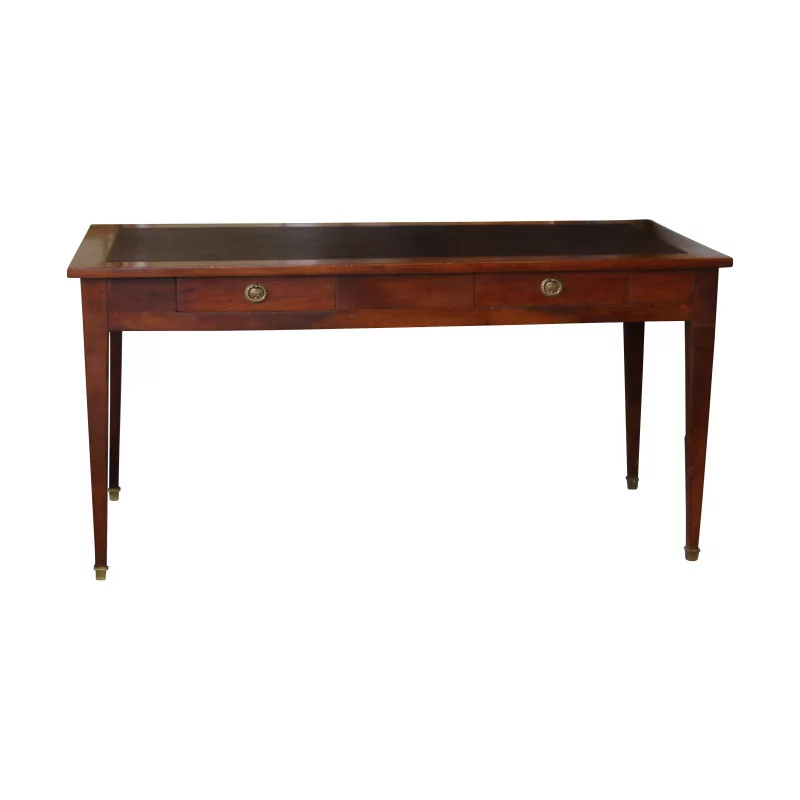 Directoire flat desk in mahogany wood with brown writing desk, … - Moinat - VE2022/1