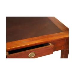 Directoire flacher Schreibtisch aus Mahagoniholz mit braunem Schreibtisch, …