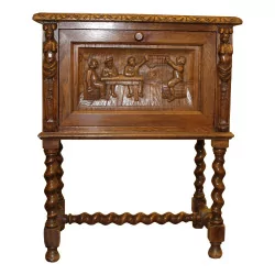 Tudor cabinet in carved solid oak (In …