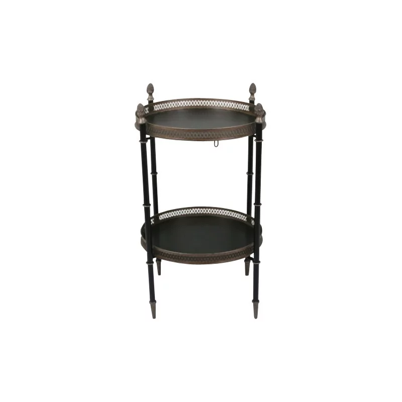 Pedestal table with black iron trays and 2 trays. - Moinat - End tables, Bouillotte tables, Bedside tables, Pedestal tables