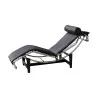 Loungesessel aus schwarzem italienischem Leder und Metallgestell … - Moinat - Armlehnstühle, Sesseln