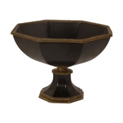 Bol vide poche en porcelaine peint noir avec finition bronze.