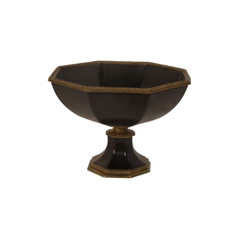 Empty pocket bowl in black painted porcelain with bronze finish. - Moinat - Chinaware, Porcelain Empty pocket bowl in black painted porcelain with bronze finish. - Moinat - Chinaware, Porcelain