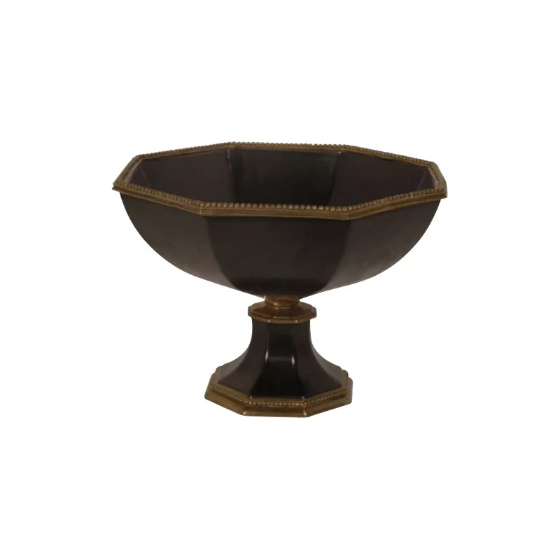 Empty pocket bowl in black painted porcelain with bronze finish. - Moinat - Chinaware, Porcelain