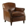 Fauteuil Normandie en cuir véritable coloris vintage Cigare … - Moinat - Fauteuils