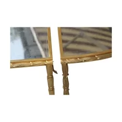 Wohnzimmer-Couchtisch mit 3 Tabletts aus vergoldeter Bronze und Platte aus …