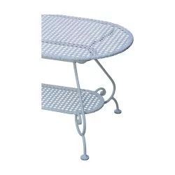 Table basse modèle "Bougy" en fer forgé peint blanc, plateau