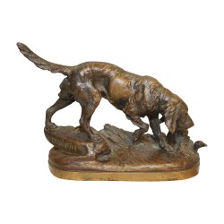 Sculpture en bronze “Setter à la chasse*, signée sur la base à …