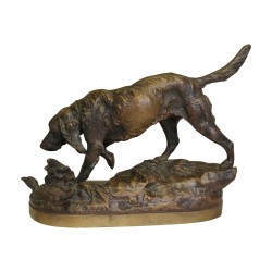 Sculpture en bronze “Setter à la chasse*, signée sur la base à …