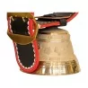 Cloche de vache en bronze avec courroie en cuir décor raisin … - Moinat - Accessoires de décoration