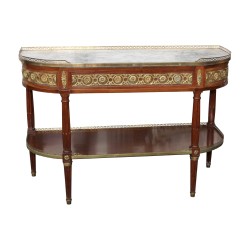 Paire de consoles Louis XVI en acajou monté sur chêne, dessus …