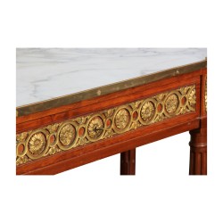 Paire de consoles Louis XVI en acajou monté sur chêne, dessus …