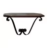 Console en fer forgé avec plateau en marbre et bordure bois, - Moinat - Consoles, Dessertes, Dos de canapé