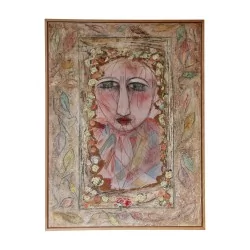 Oil painting on wood, signed lower right Pierrette Gonseth-favre and dated 1993.