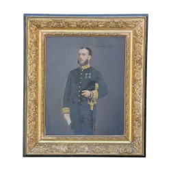 Oil painting on wood unsigned “military” with inscription …