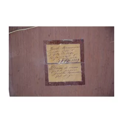 Tableau huile sur bois non signé “militaire” avec inscription …