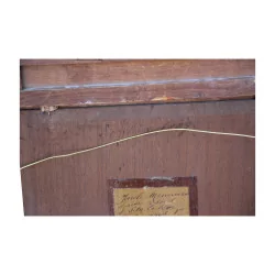 Tableau huile sur bois non signé “militaire” avec inscription …
