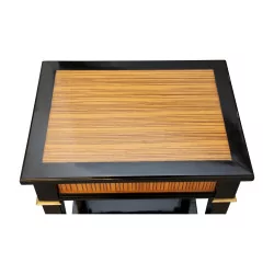 “Zebrano” bedside table in cherry wood and veneer …