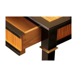 “Zebrano” bedside table in cherry wood and veneer …