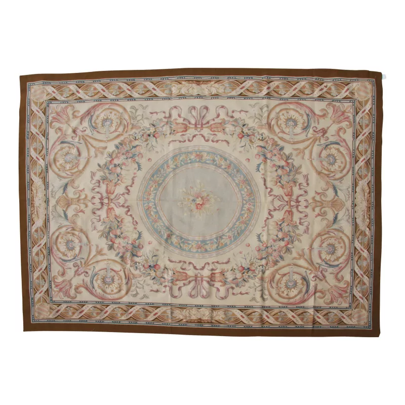 Aubusson rug design 0081 Colours: Blue, brown, beige, pink, … - Moinat - Rugs