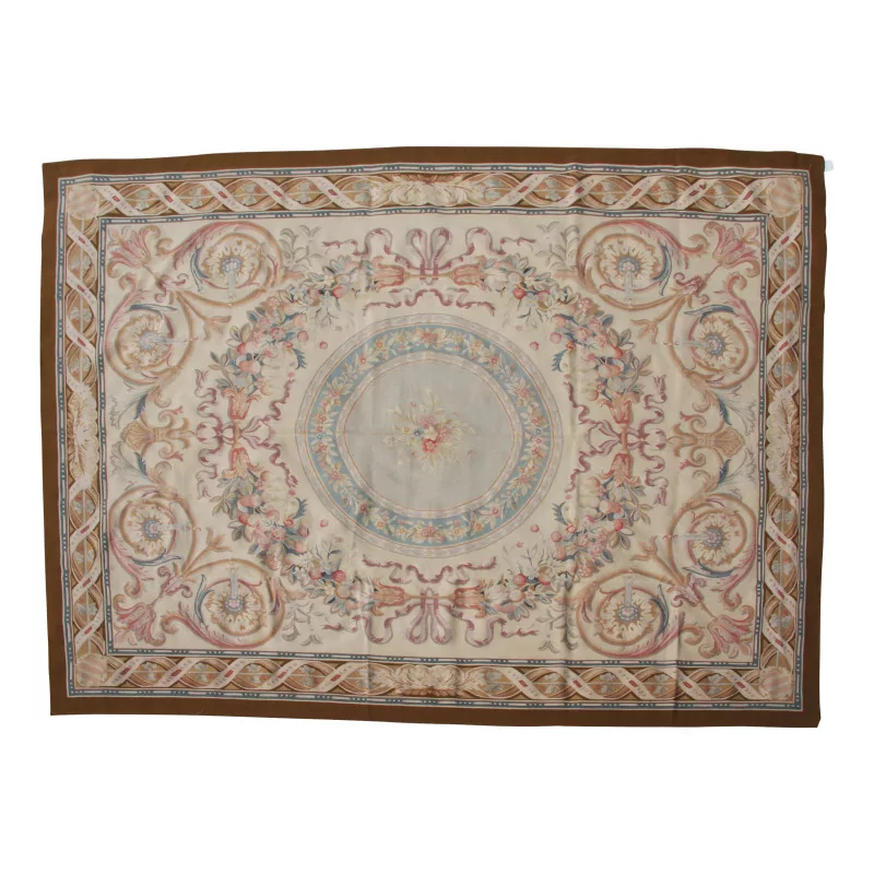 Tapis Aubusson dessin 0081 Coloris : Bleu, brun, beige, rose, … - Moinat - Tapis