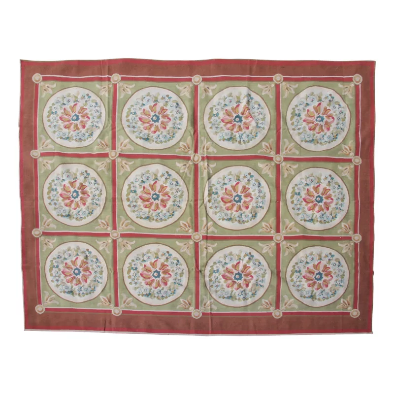 Teppich Aubusson Dessin 0003 Farben: Rot, Grün, Blau, Beige, … - Moinat - Teppiche