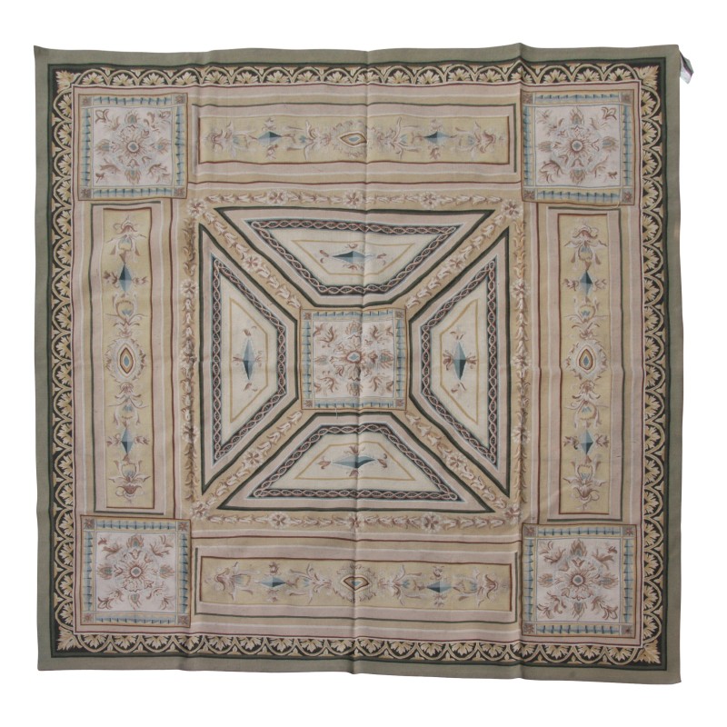 ковер Aubusson design 0282 Цвета: бежевый, зеленый, синий, коричневый - Moinat - Ковры