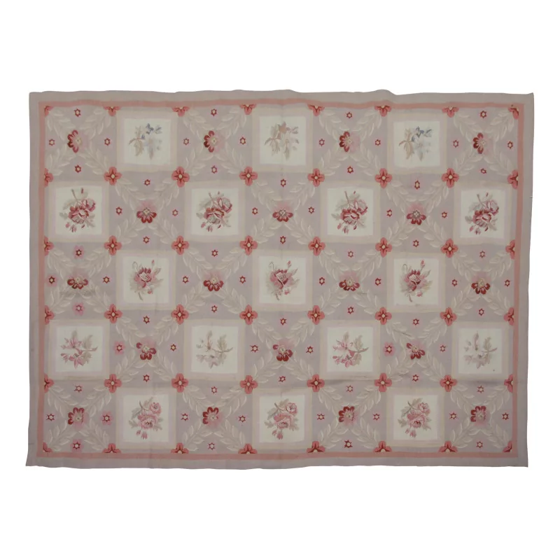 Tapis Aubusson dessin 0105 - W Coloris : beige, rouge, rose - Moinat - Tapis