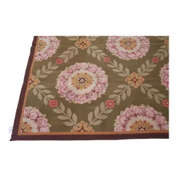 Aubusson rug design 0042 Colours: Pink, green, brown, yellow